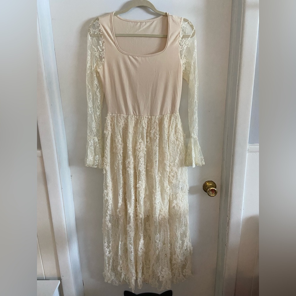 SHEIN Cream Lace Dress